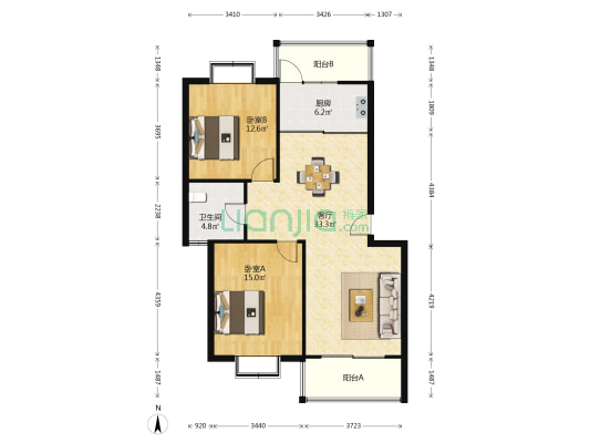 蓬曦园C7区 2室1厅1卫 96平方