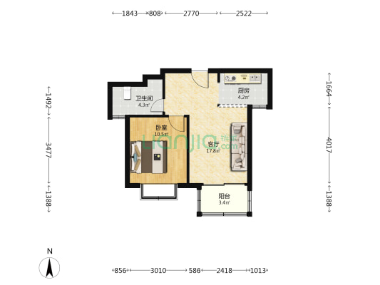 梅香苑西苑 1室1厅1卫 60平方