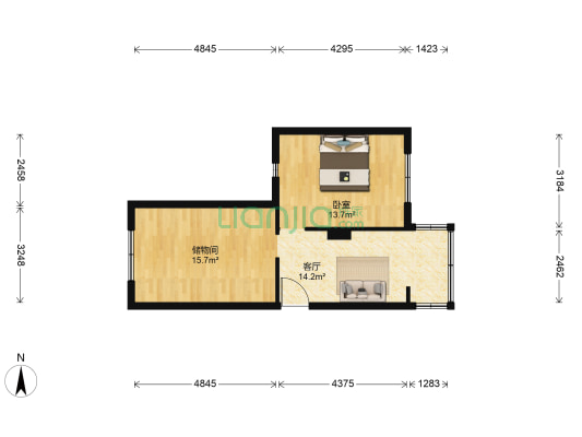 新阳巷（大菜市商圈） 1室1厅0卫 56平方