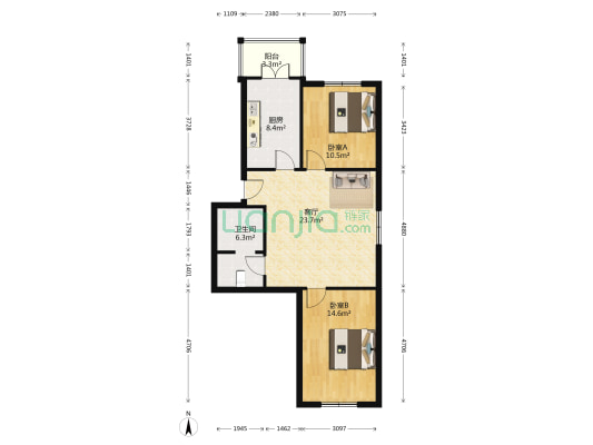 民顺里 2室1厅1卫 84平方