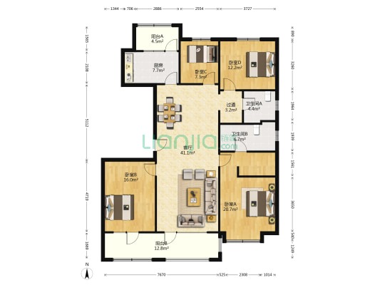 金隅和府雍和府 4室1厅2卫 169平方
