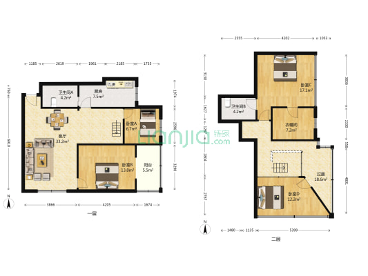 中天花园茶花园 4室1厅2卫 141平方
