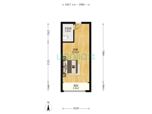 金贸国际 1室0厅1卫 53平方