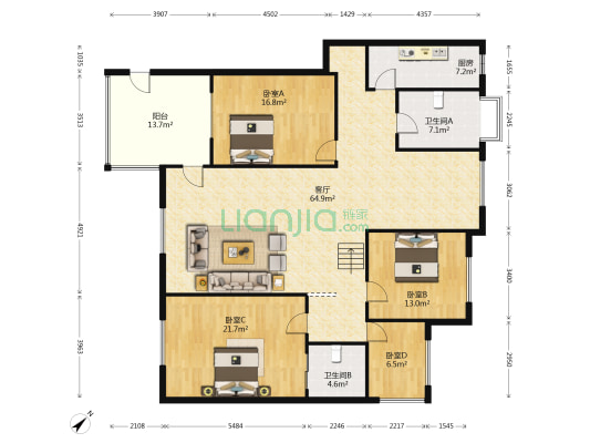 海关路地税局家属院 4室1厅2卫 174平方