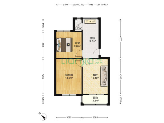 鲤鱼东巷 1室1厅1卫 61平方