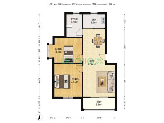 鑫禾花园（胥口） 2室1厅1卫 85平方