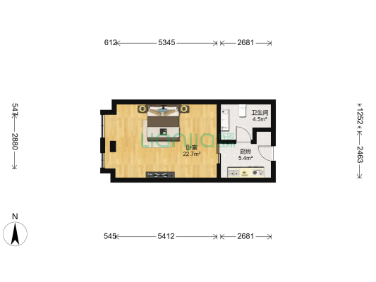 首开智慧社 1室0厅1卫 51平方