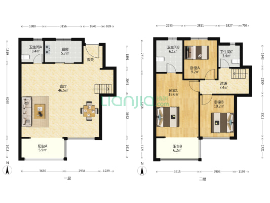 御璟天玺 3室1厅3卫 155平方