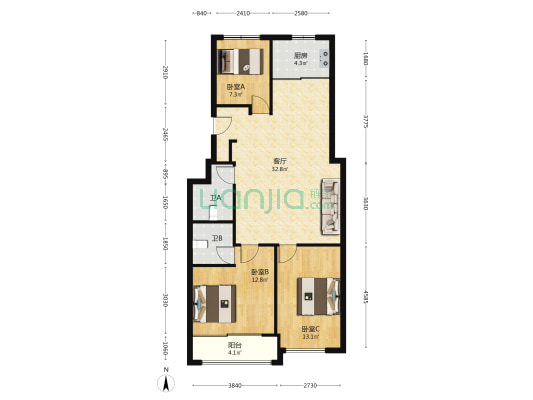 兴安街212-230号(双号) 3室1厅2卫 120平方