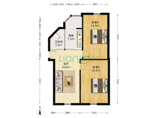 中环四栋 2室1厅1卫 79平方