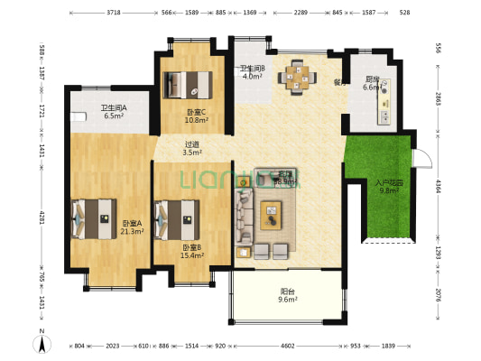 裕荣汇 3室1厅2卫 164平方