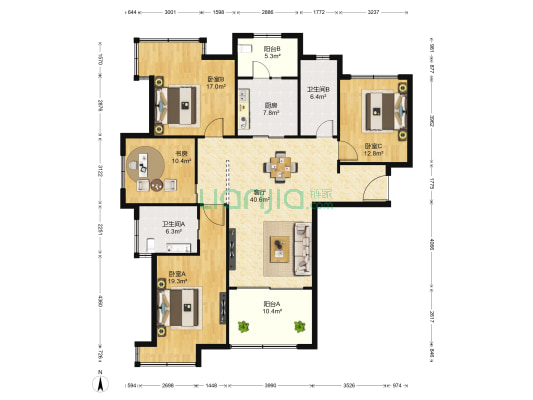 苏河融景 4室1厅2卫 162平方