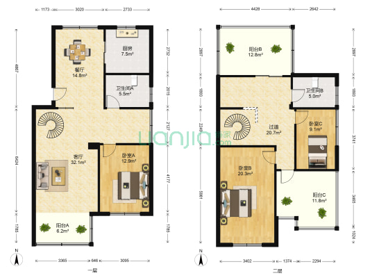 晶都花苑 3室2厅2卫 172平方