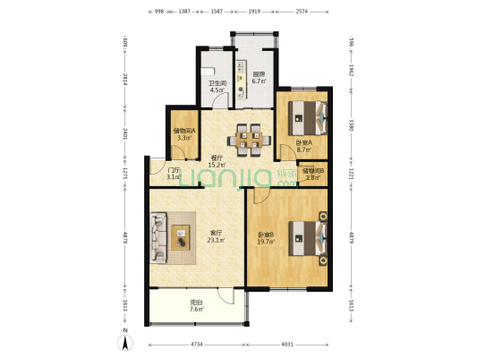长安北路37号 2室2厅1卫 103平方