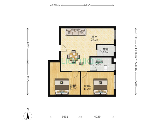 金顺苑 2室1厅1卫 68平方