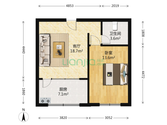 市公路处 1室1厅1卫 54平方