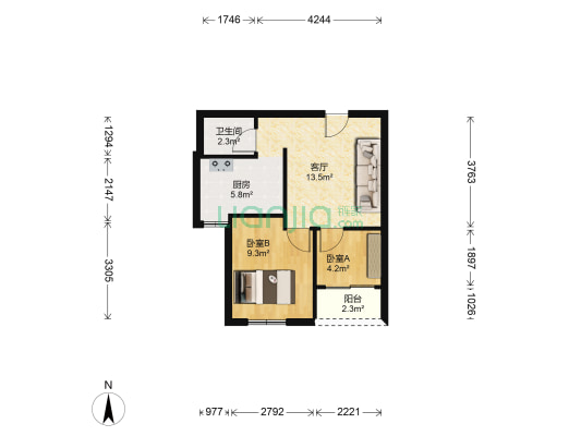 森柯一馨园 2室1厅1卫 55平方
