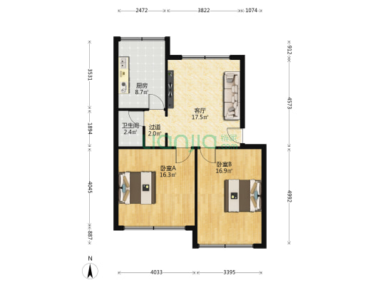 事务局家属楼 2室1厅1卫 83平方