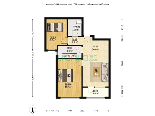 英国宫三期竹园 2室1厅1卫 77平方