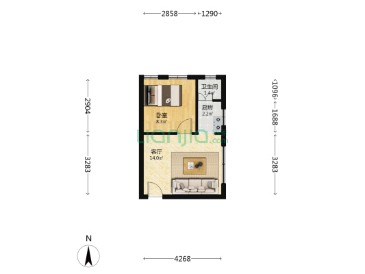 景业花园 1室1厅1卫 33平方