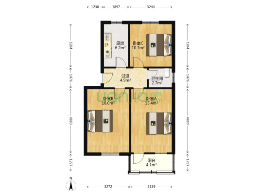 巢湖路281号 3室0厅1卫 74平方