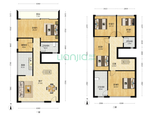 康大龙祥汇 5室1厅3卫 128平方
