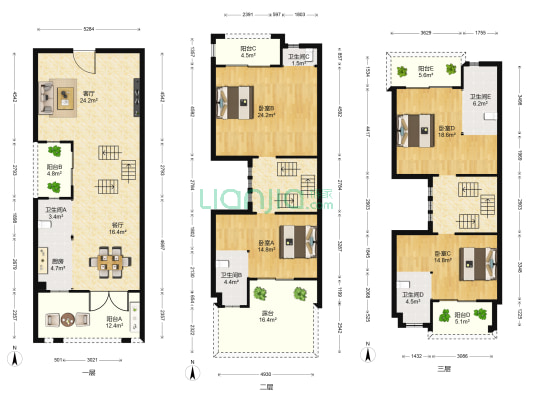 香山天地 4室2厅5卫 217平方