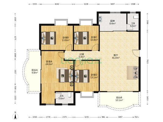 玲桂苑 4室1厅2卫 157平方