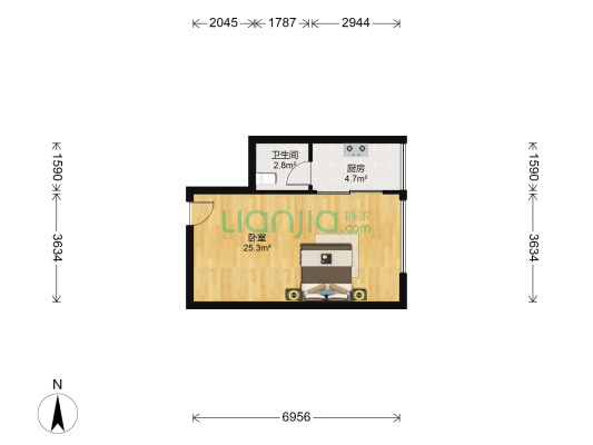 富苑盛世城 1室0厅1卫 51平方