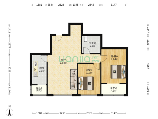 钻石商圈 地上庭院 下楼就能逛街-户型图