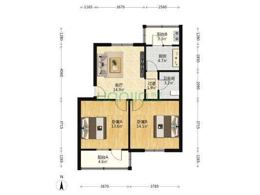 新兴小区 2室1厅1卫 76平方