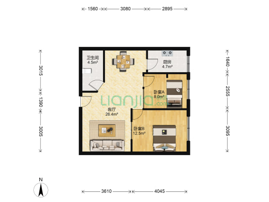 北方苑小区 2室1厅1卫 75平方