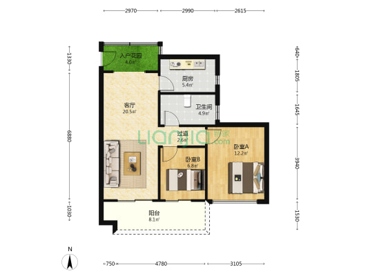 罗浮山·十里方圆 2室1厅1卫 76平方