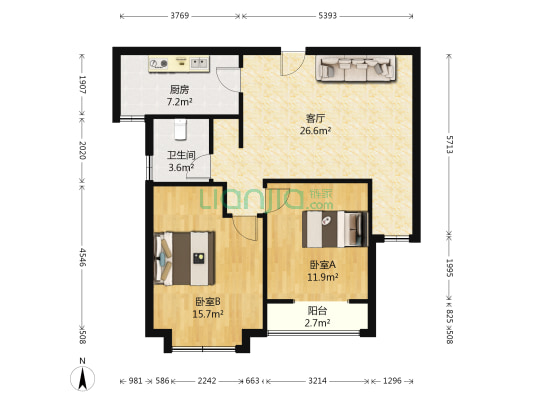 雅盛城市嘉园 2室1厅1卫 88平方