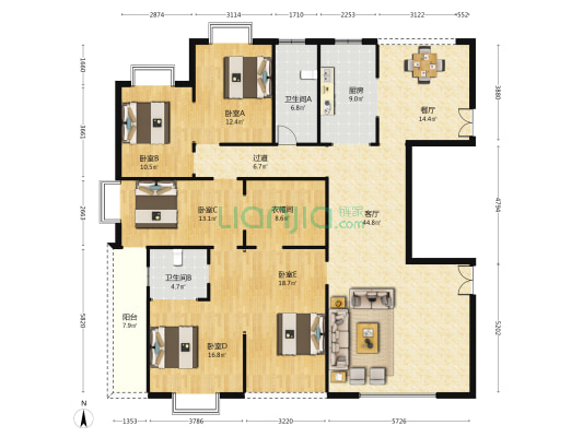 蕙馨大楼 5室2厅2卫 118平方