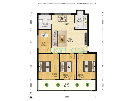 东门口建安公司家属院 4室1厅1卫 108平方