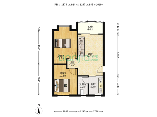 尚景苑 2室1厅1卫 63平方