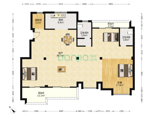联投汉口郡四期御湖 1室1厅2卫 149平方