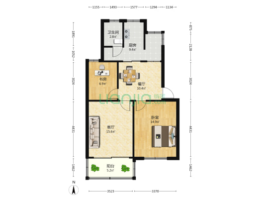 当湖小区 2室2厅1卫 75平方