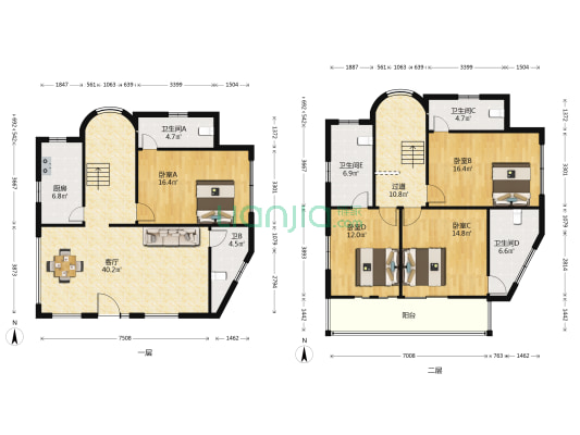影星度假村文豪花园 4室1厅5卫 120平方