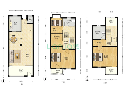 雅仕阁 4室1厅3卫 136平方