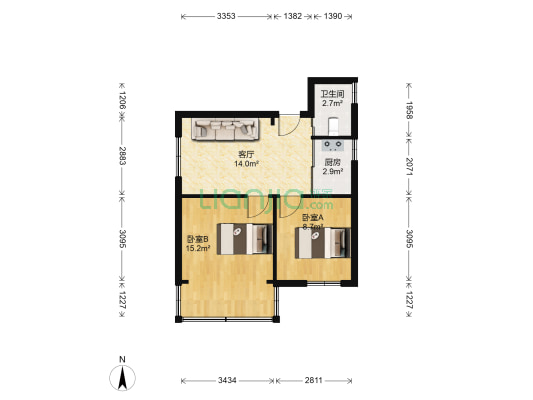 新建村 2室1厅1卫 65平方