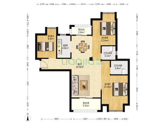 幸福湾星澜 3室1厅2卫 116平方