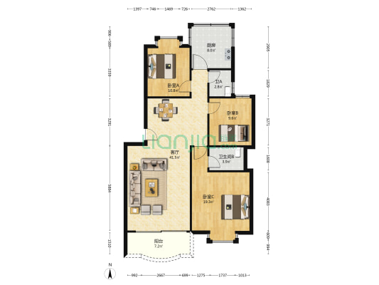 金景楼 3室1厅2卫 115平方