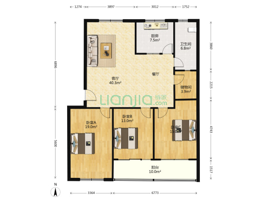 中阳鑫源组团 3室1厅1卫 140平方