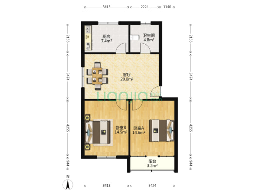 东旺新村 2室1厅1卫 84平方