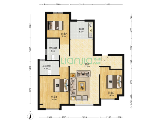 嘉诚尚郡 3室1厅2卫 220平方