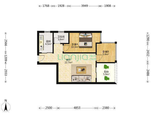 和畅嘉园 2室1厅1卫 60平方