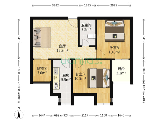 鑫凤家园 2室1厅1卫 62平方