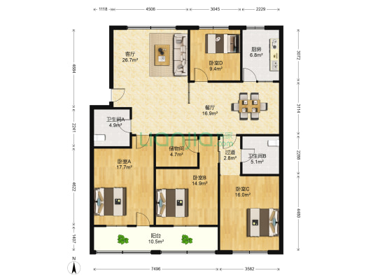 文华路480号 4室2厅2卫 158平方